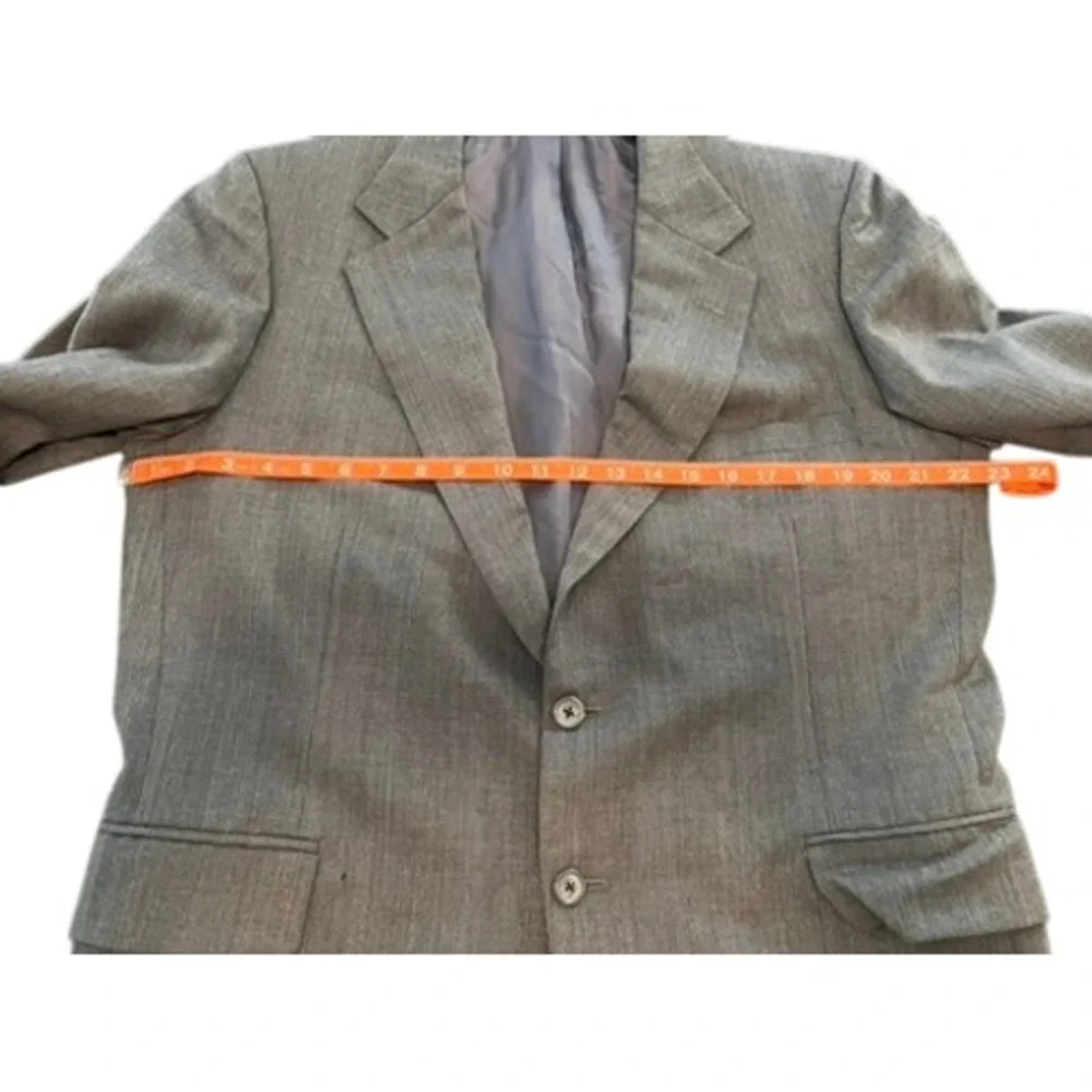 Tom James Mens Grey Glen‎ Plaid 100% Pure Wool 2-Button Blazer Sport Coat